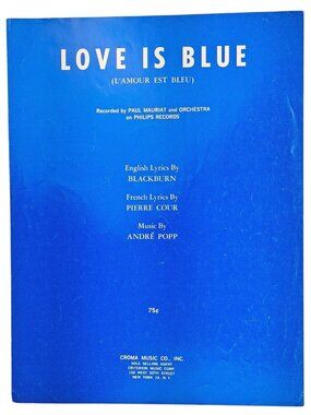 Vintage Love Is Blue Sheet Music Paul Mauriat Orchestra English French Cour 1968